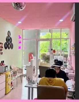 Inside the pink studio
